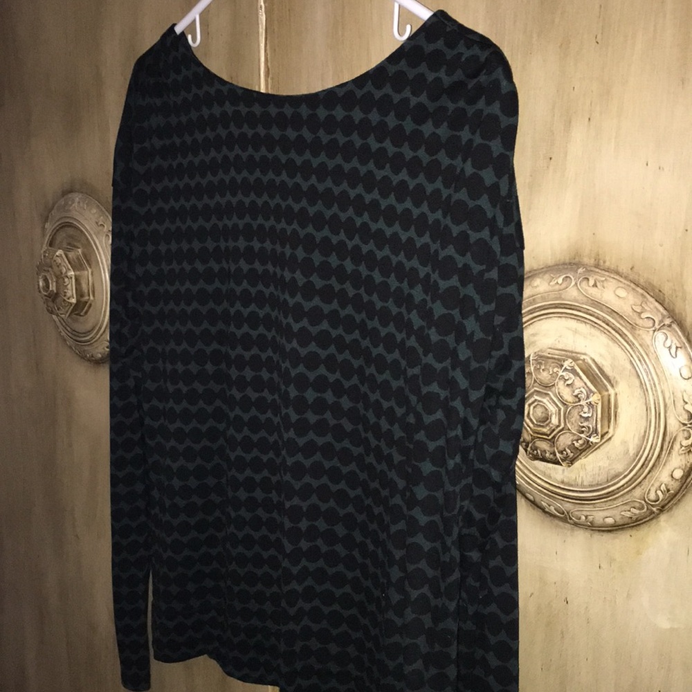 Emerald and black polka dot blouse